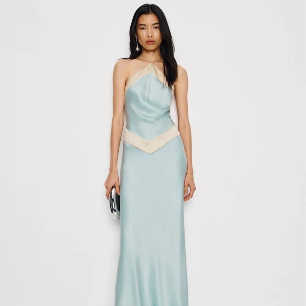 Reformation Jillian Silk Dress in Sea Glass